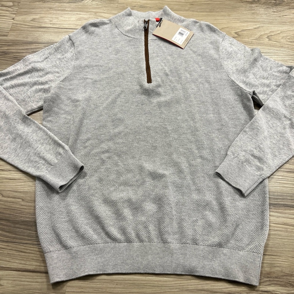 HUNTER Half-Zip Mock Turtleneck Sweater Cotton Grey Men’s Medium $119 NWT
